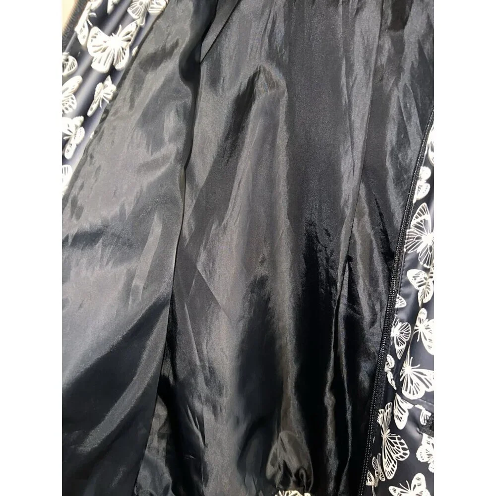 ART CLASS Black Hooded Butterflies Print Rain Jacket Sz 18 Girls Full Zip